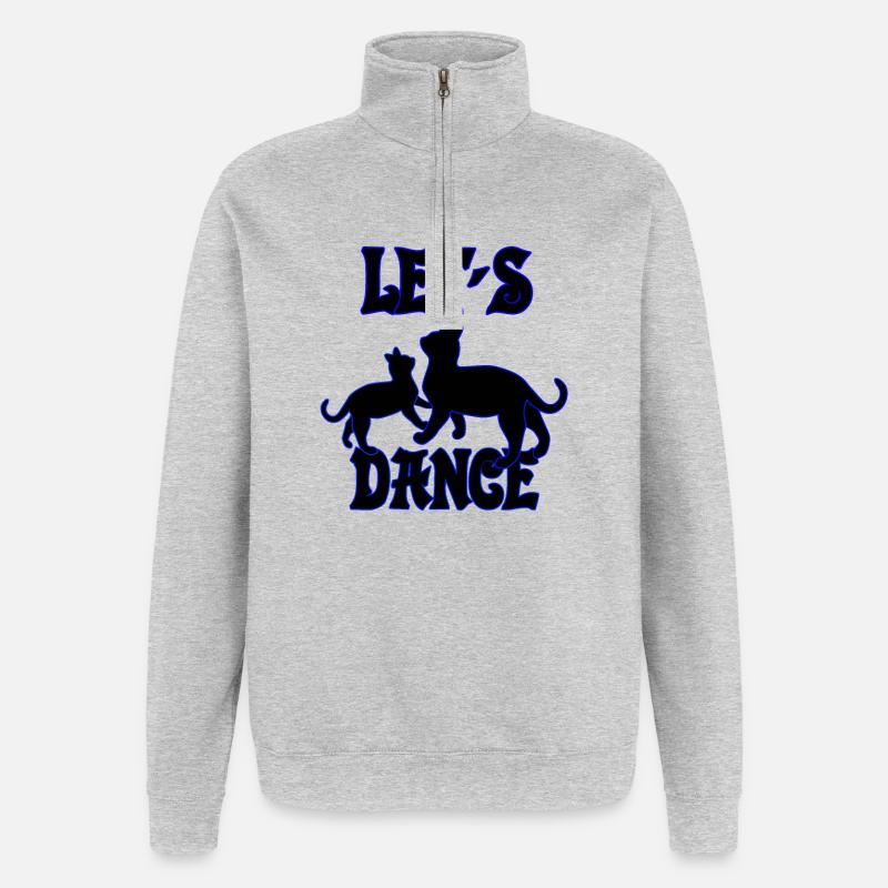 Les chats dansent ensemble - Sweat à zip 1/4 - gris chiné