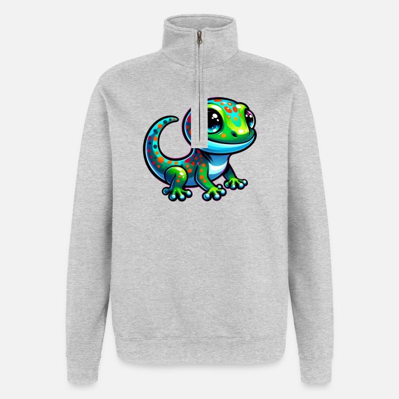 Gecko - Sweat à zip 1/4 - gris chiné