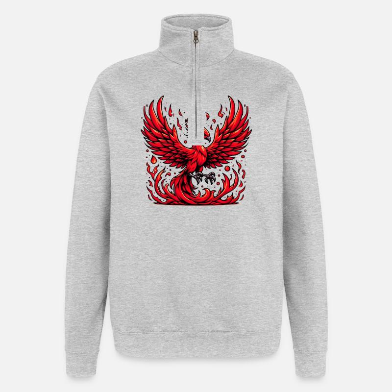 Roter Phönix - Quarter-Zip-Sweatshirt - Grau meliert