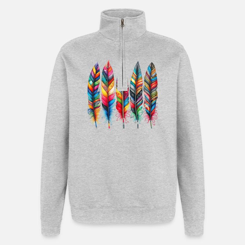 Feder - Quarter-Zip-Sweatshirt - Grau meliert