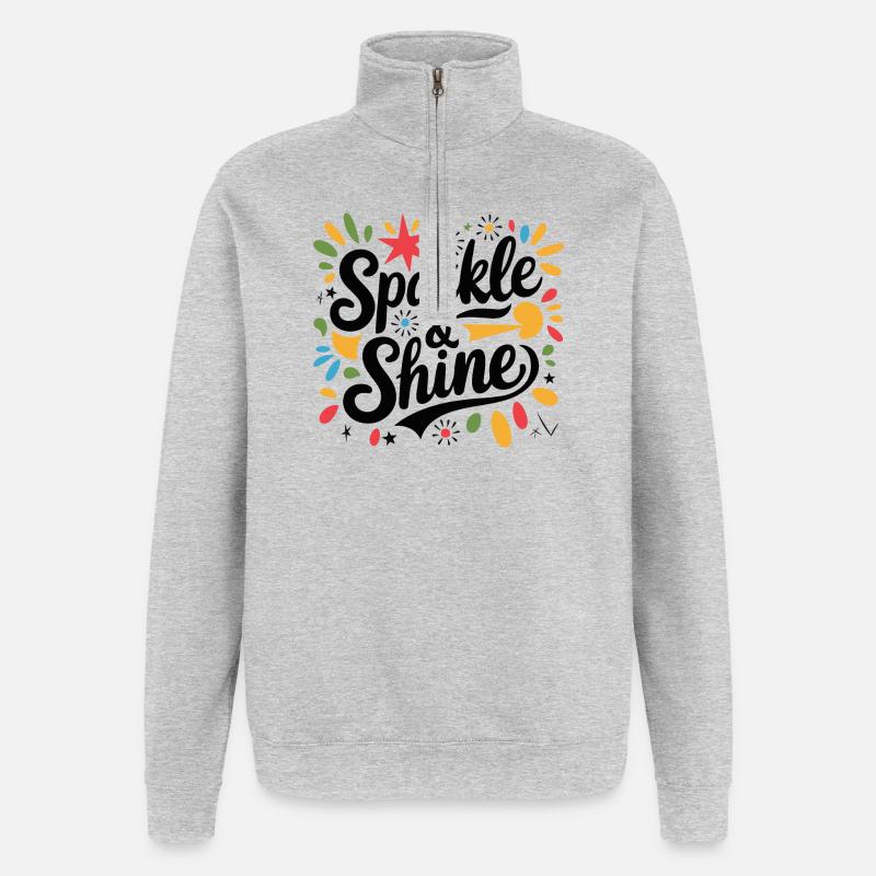Éclat et brillance - Sweat à zip 1/4 - gris chiné