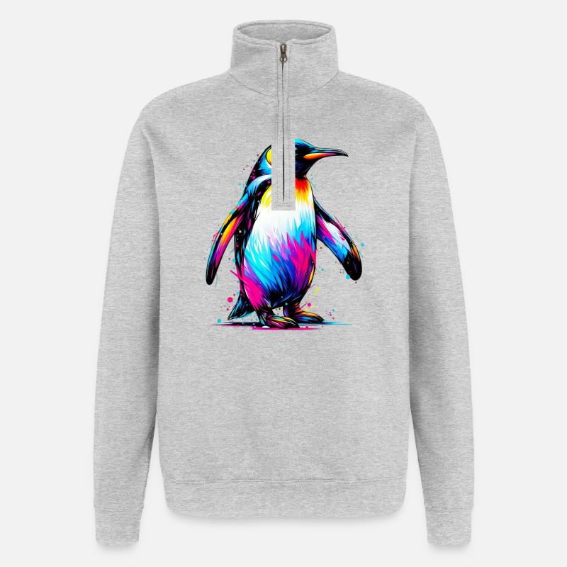 Pinguin - Quarter-Zip-Sweatshirt - Grau meliert