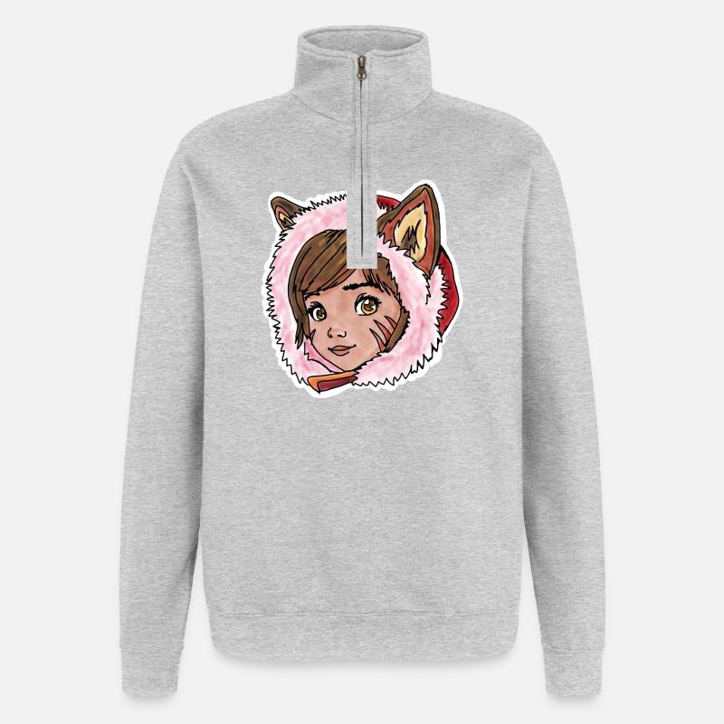 Rotkäppchen als kleiner Wolf - Quarter-Zip-Sweatshirt - Grau meliert