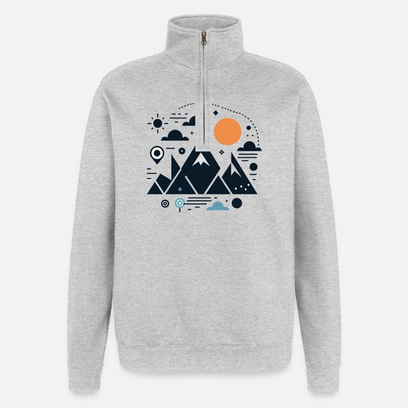 Gebirge - Quarter-Zip-Sweatshirt - Grau meliert