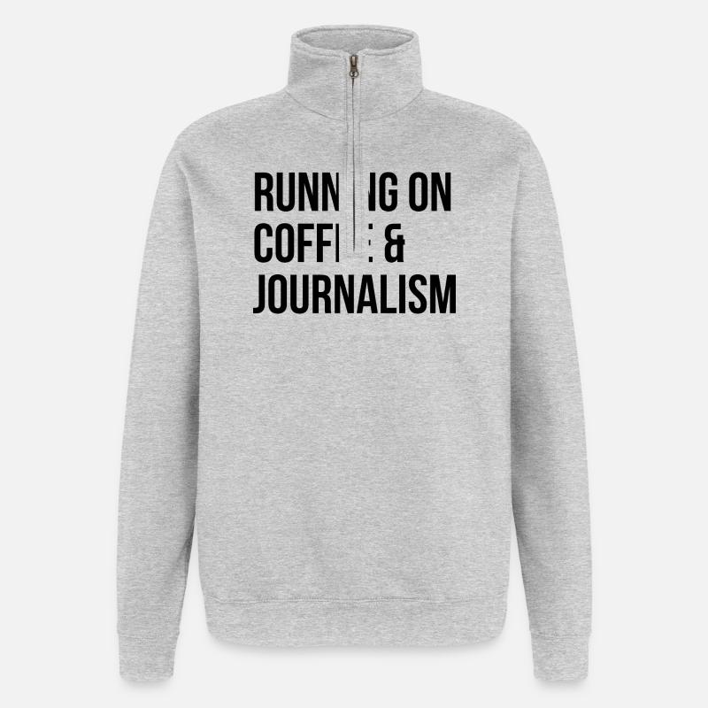 journalisme - Sweat à zip 1/4 - gris chiné