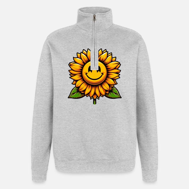Sonnenblume - Quarter-Zip-Sweatshirt - Grau meliert