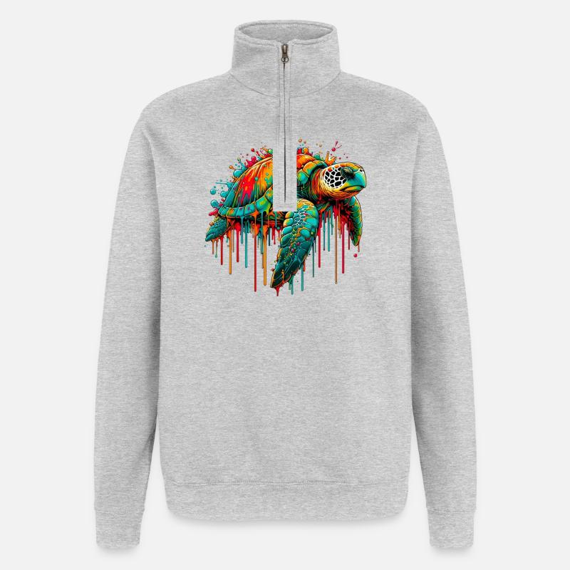 Schildkröte - Quarter-Zip-Sweatshirt - Grau meliert