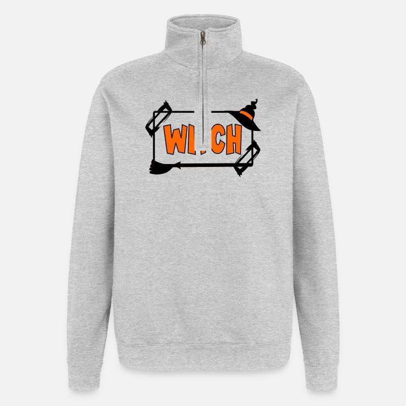 Halloween Kostüm Hexe - Quarter-Zip-Sweatshirt - Grau meliert