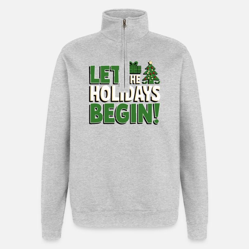 Que les vacances commencent - Sweat à zip 1/4 - gris chiné