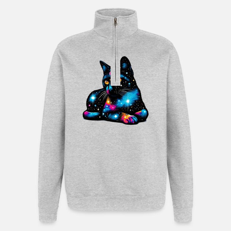 Cat - Quarter-Zip Sweatshirt - heather grey