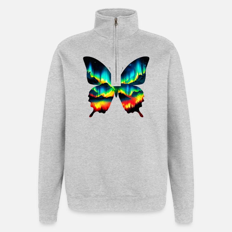 Schmetterling - Quarter-Zip-Sweatshirt - Grau meliert
