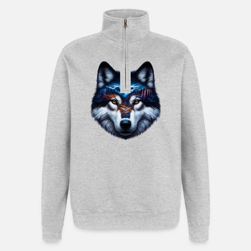 Wolf - Quarter-Zip Sweatshirt - heather grey