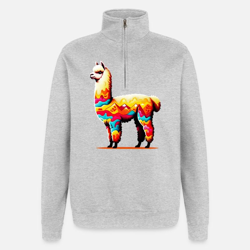 Alpaka - Quarter-Zip-Sweatshirt - Grau meliert