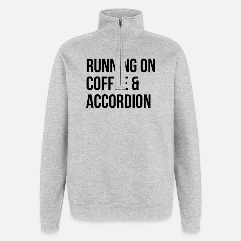 accordéon - Sweat à zip 1/4 - gris chiné