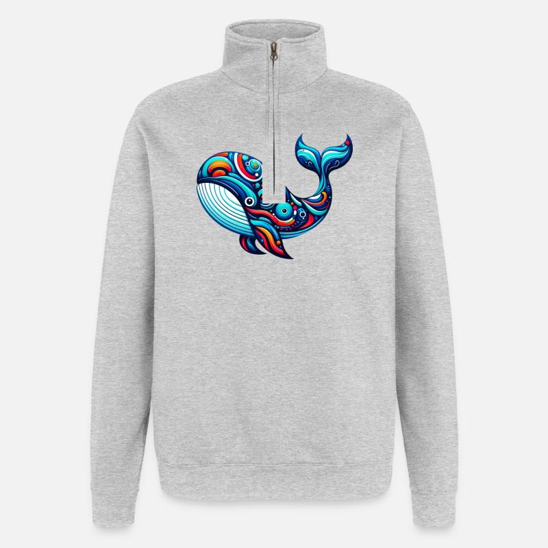 Baleine - Sweat à zip 1/4 - gris chiné