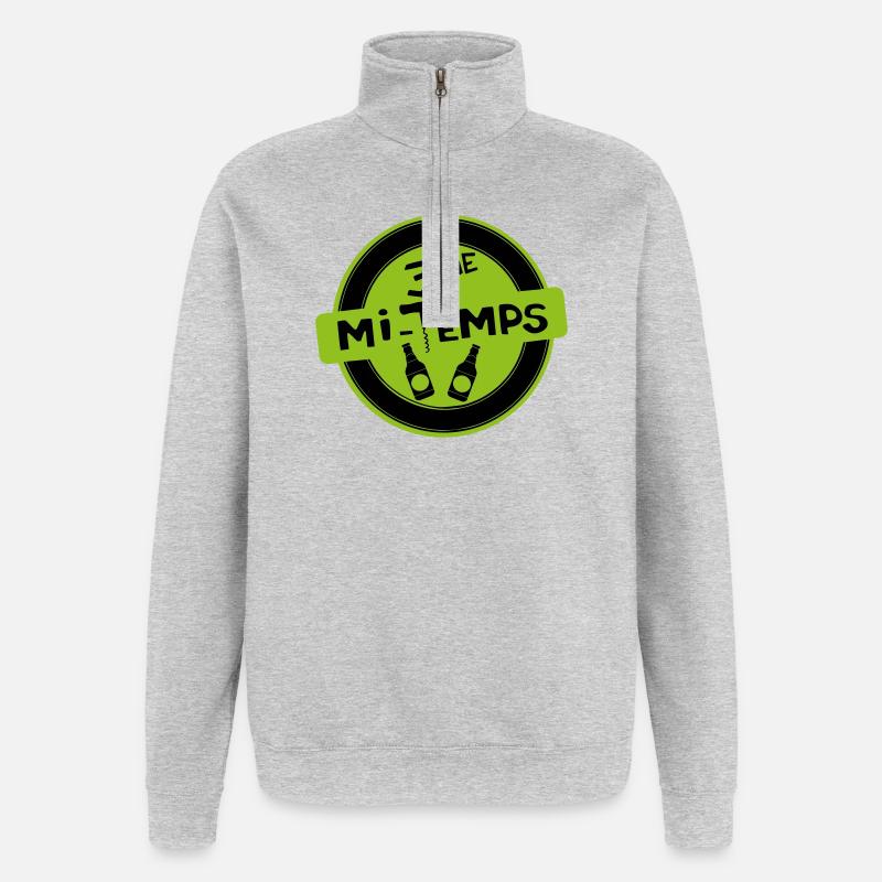 3. Halbzeit - Quarter-Zip-Sweatshirt - Grau meliert