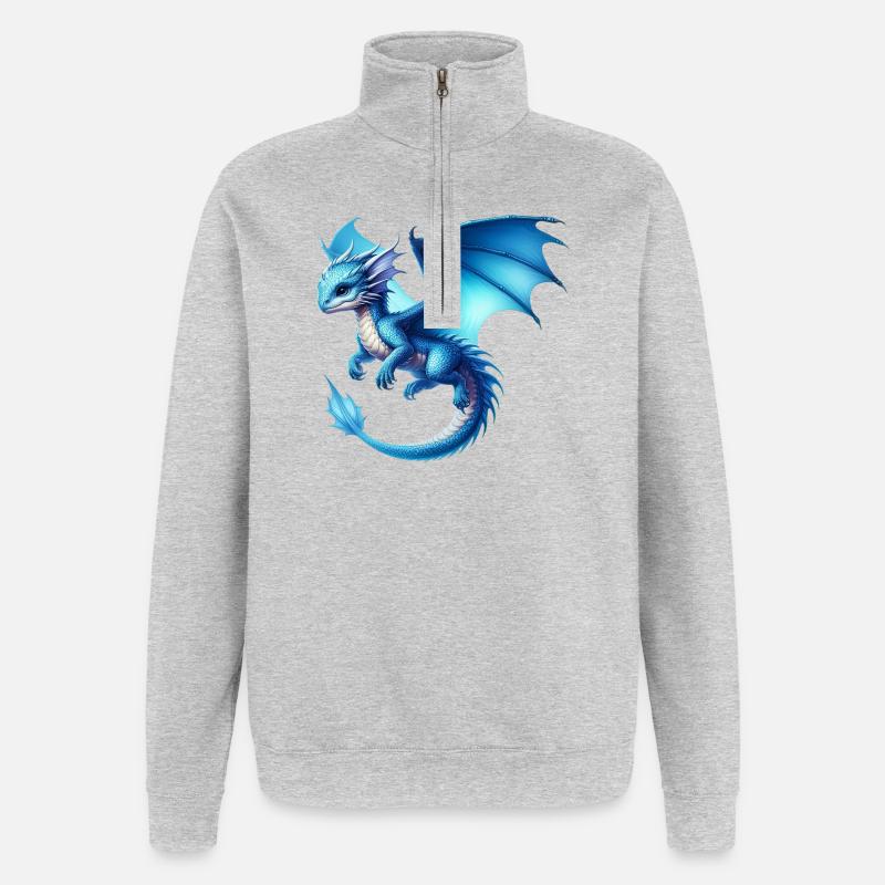 Drache - Quarter-Zip-Sweatshirt - Grau meliert