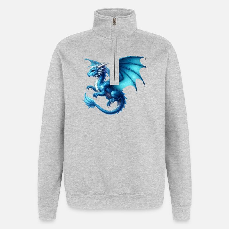 Drache - Quarter-Zip-Sweatshirt - Grau meliert