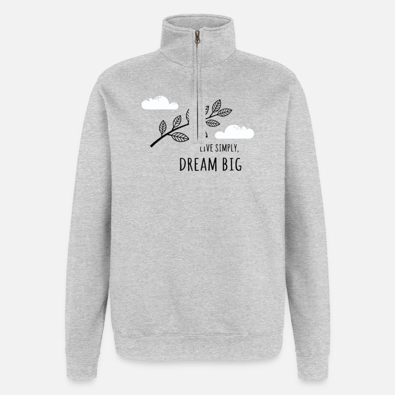 Einfach leben, groß träumen - Quarter-Zip-Sweatshirt - Grau meliert
