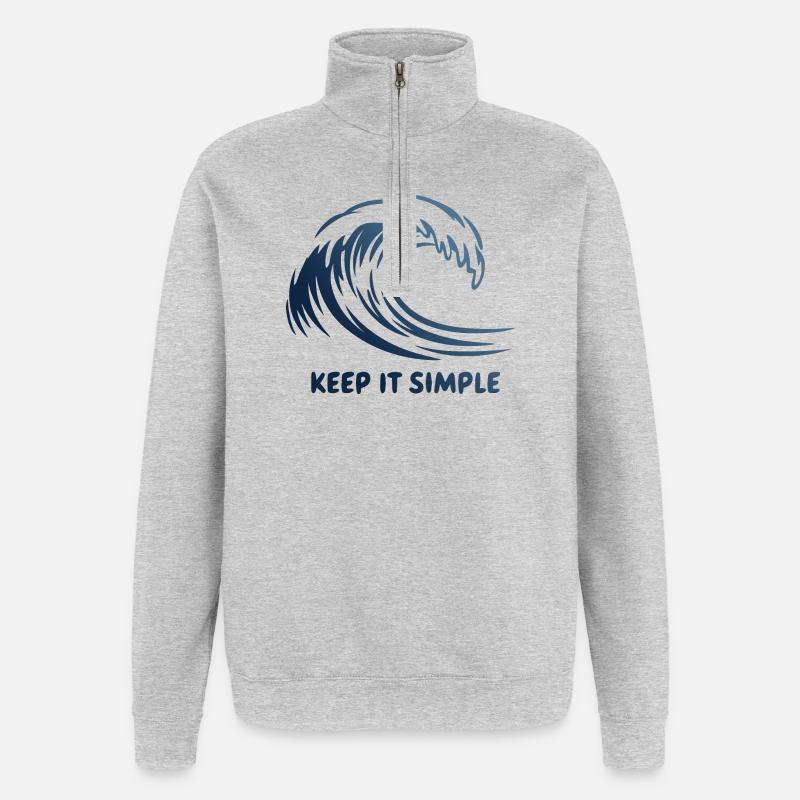 Keep It Simple Wave - Quarter-Zip Sweatshirt - heather grey