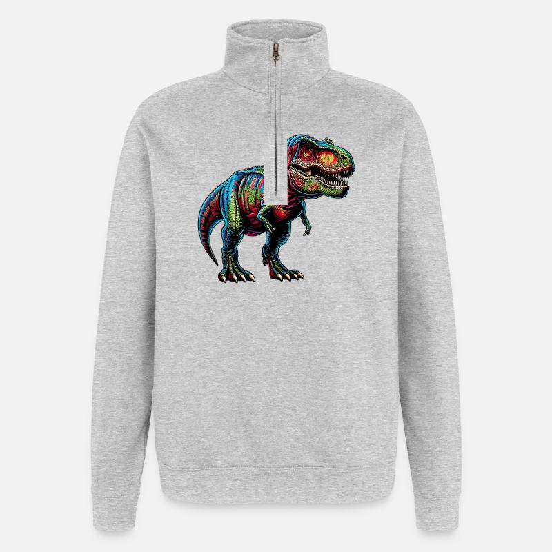 Dinosaur - Quarter-Zip Sweatshirt - heather grey