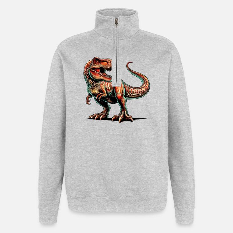 Dinosaur - Quarter-Zip Sweatshirt - heather grey