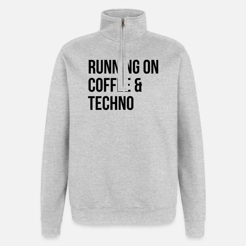 techno - Sweat à zip 1/4 - gris chiné