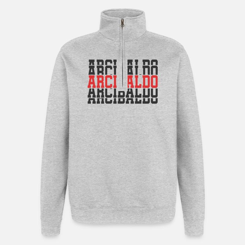 Arcibaldo T-Shirt Geschenk gestapelter Text - Quarter-Zip-Sweatshirt - Grau meliert