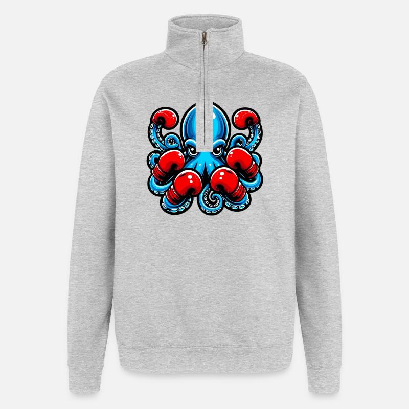 Krake - Quarter-Zip-Sweatshirt - Grau meliert