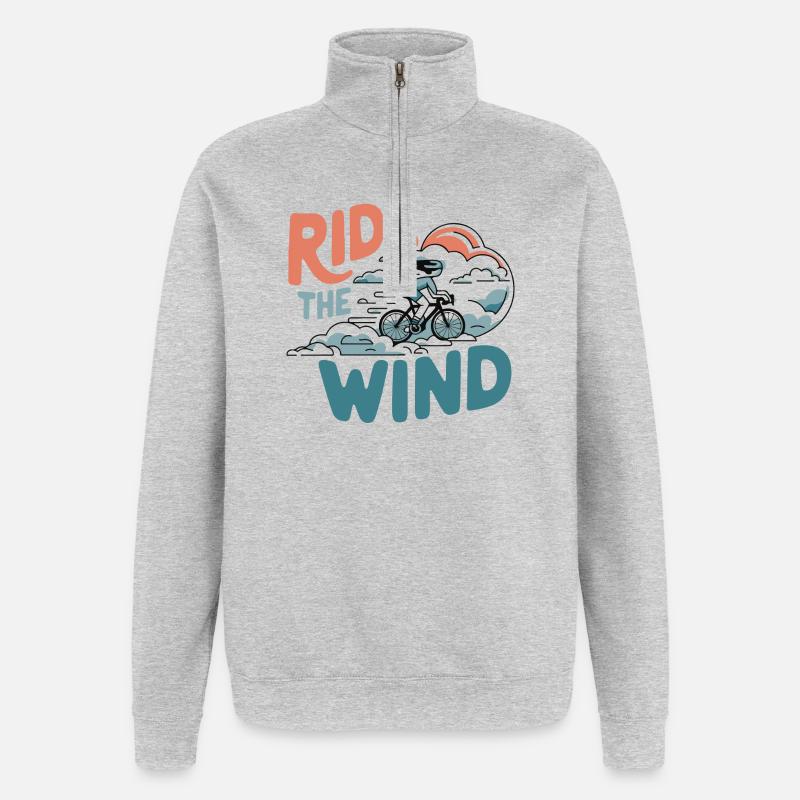 Fahren Sie mit dem Wind-Radfahrer - Quarter-Zip-Sweatshirt - Grau meliert
