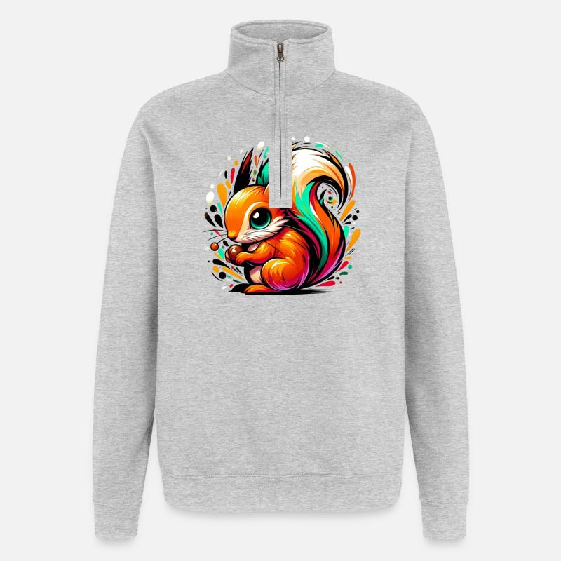 Eichhörnchen - Quarter-Zip-Sweatshirt - Grau meliert