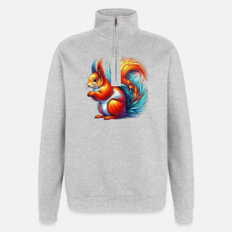 Eichhörnchen - Quarter-Zip-Sweatshirt - Grau meliert
