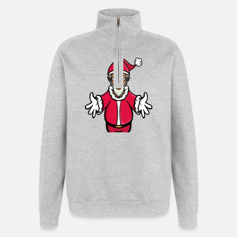 Un câlin du Père Noël - Sweat à zip 1/4 - gris chiné