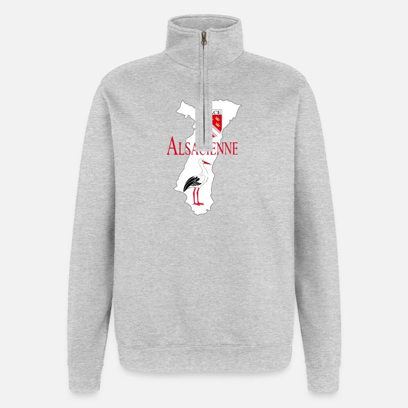 Alsacienne - Sweat à zip 1/4 - gris chiné