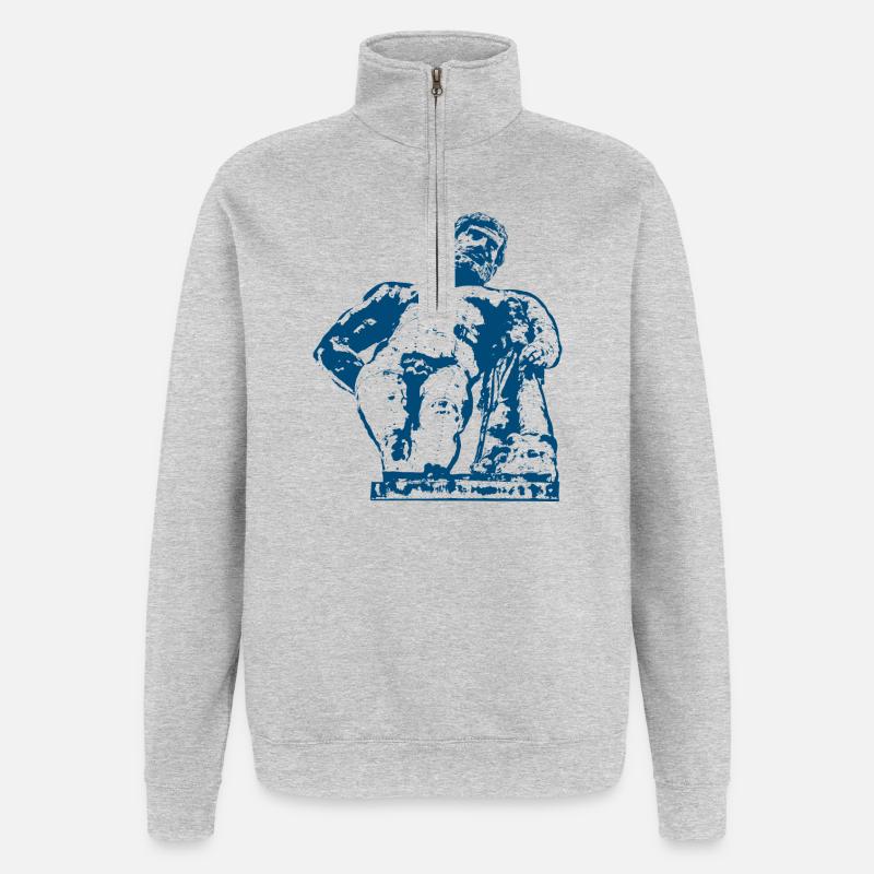Hercule - Sweat à zip 1/4 - gris chiné