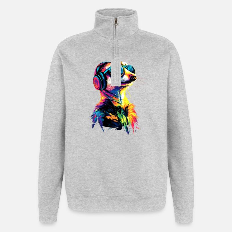 Erdmännchen Sonnenbrille Bunt Süßes Erdmännchen - Quarter-Zip-Sweatshirt - Grau meliert