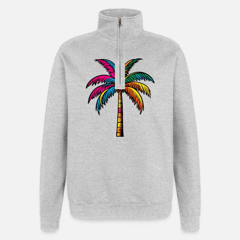 Palme - Quarter-Zip-Sweatshirt - Grau meliert