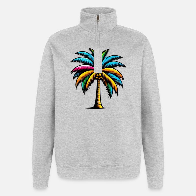 Palme - Quarter-Zip-Sweatshirt - Grau meliert