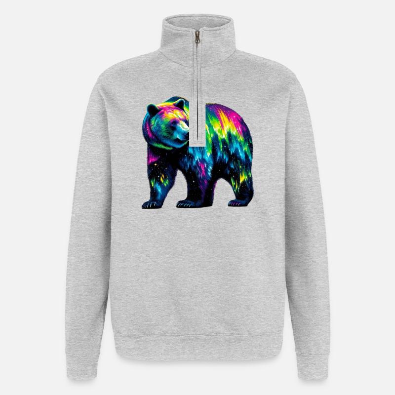 Bär - Quarter-Zip-Sweatshirt - Grau meliert