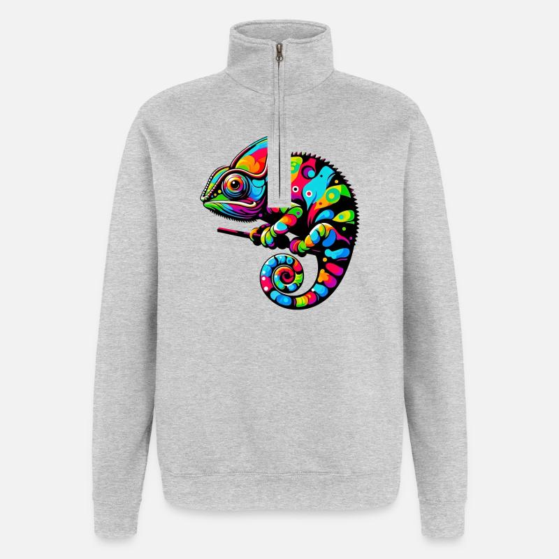Caméléon - Sweat à zip 1/4 - gris chiné