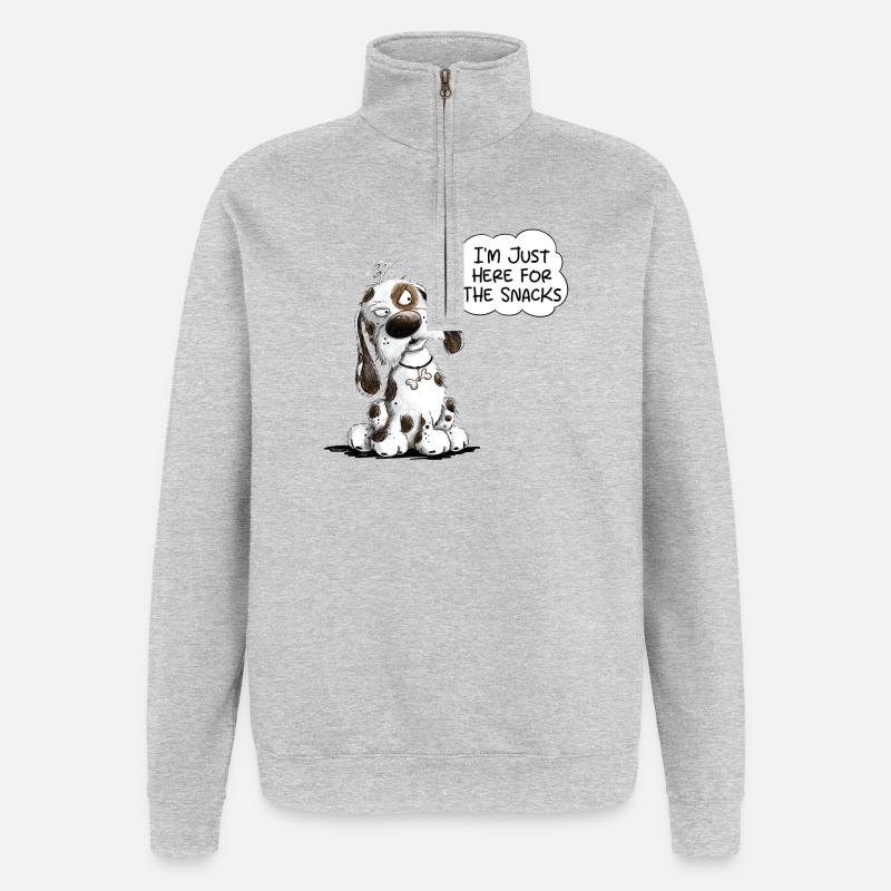 Funny Hund Spruch Snacks - Quarter-Zip-Sweatshirt - Grau meliert