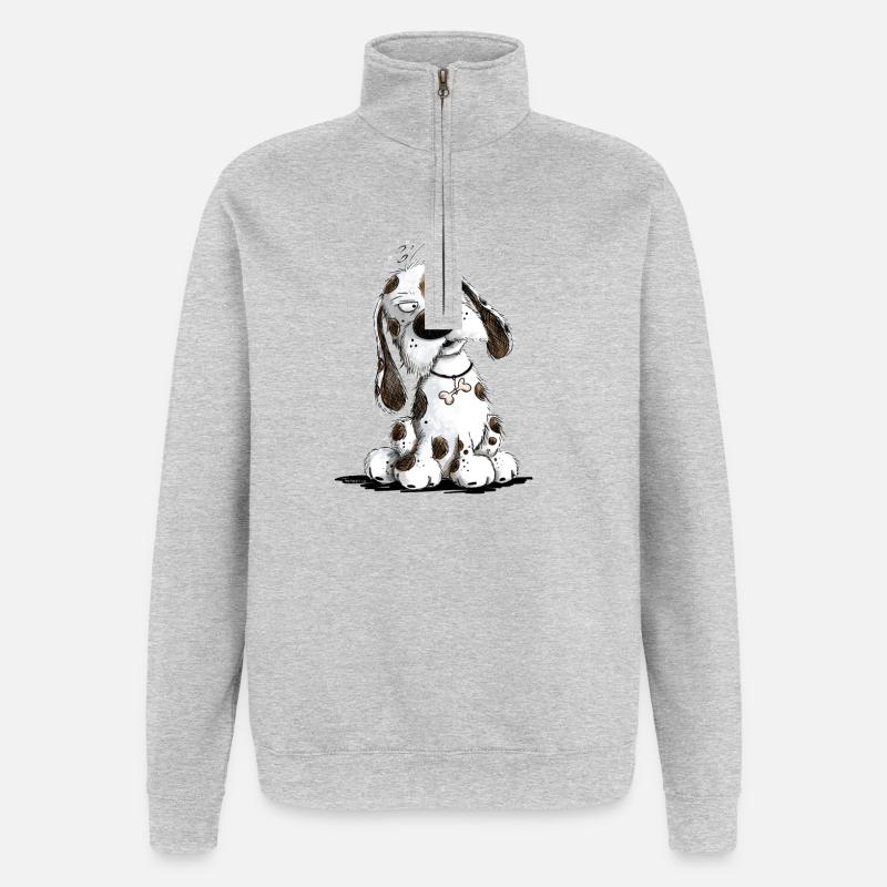 Nö Hund Spruch Statement Mürrisch - Quarter-Zip-Sweatshirt - Grau meliert