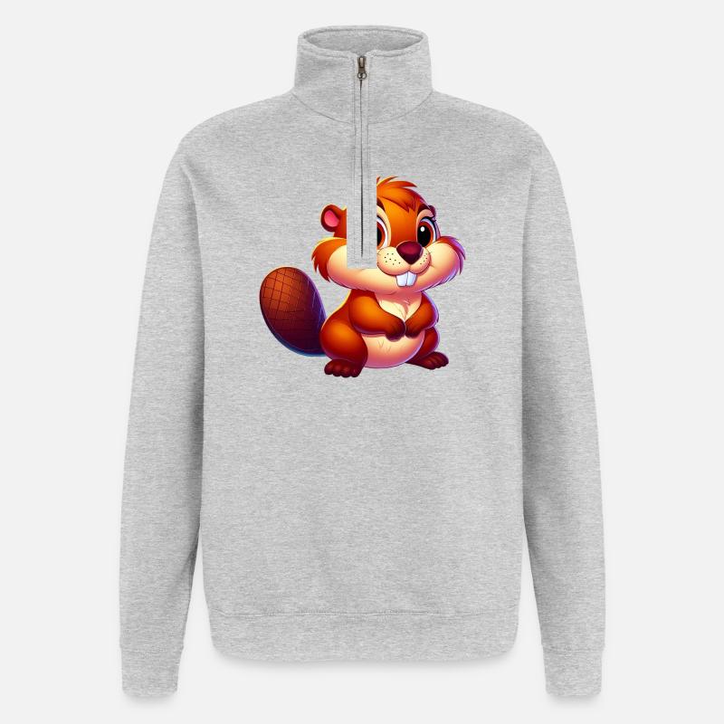 Bieber - Quarter-Zip-Sweatshirt - Grau meliert