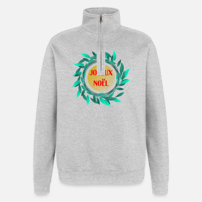NOËL. JOYEUX NOËL - Sweat à zip 1/4 - gris chiné