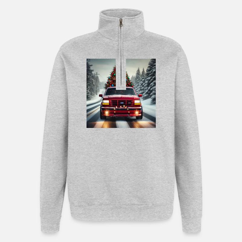 Weihnachten - Quarter-Zip-Sweatshirt - Grau meliert