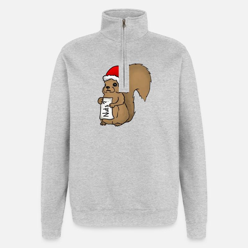 Écureuil de Noël - Sweat à zip 1/4 - gris chiné