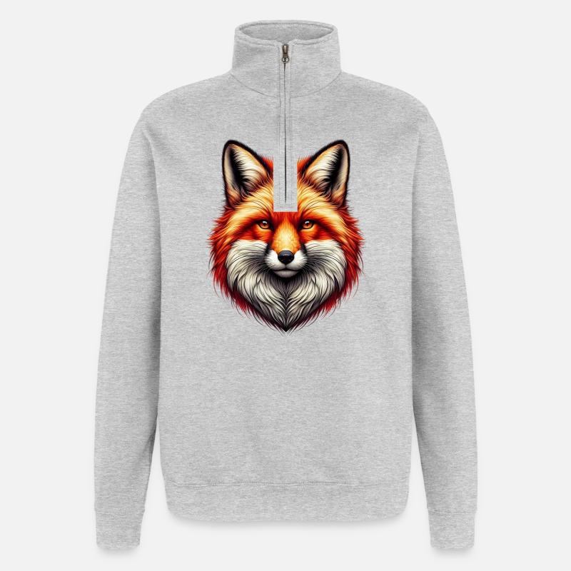 Fuchs - Quarter-Zip-Sweatshirt - Grau meliert