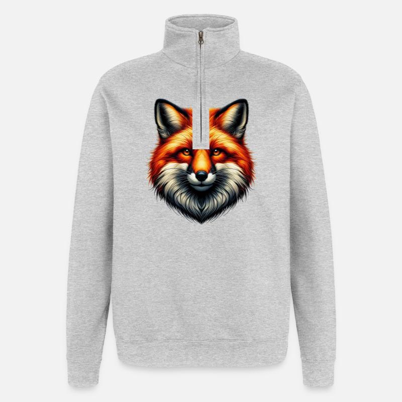 Fuchs - Quarter-Zip-Sweatshirt - Grau meliert