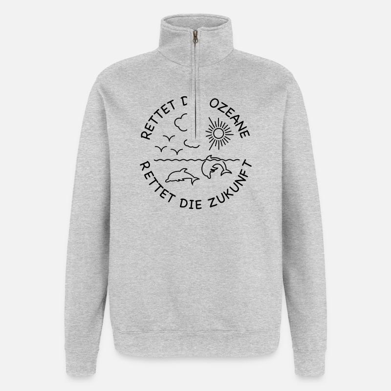 Delfin - Quarter-Zip-Sweatshirt - Grau meliert