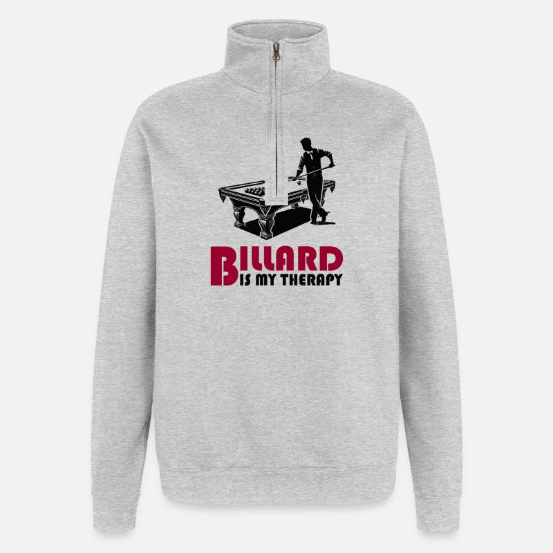 Le billard est ma thérapie - Sweat à zip 1/4 - gris chiné